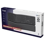 Trust Keyra Ergonomisch draadloos toetsenbord Zwart, US lay-out, 2.4 GHz USB | Bluetooth
