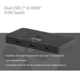 Club 3D CSV-2512 KVM Switch Dual USB-C naar HDMI kvm-switch Zwart, 4K 60Hz
