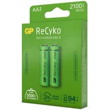 GP Batteries ReCyko AA, Mignon oplaadbare batterij Groen, 2 stuks