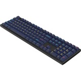 HelloGanss HS108T GC17, toetsenbord Zwart/donkerblauw, US lay-out, Gateron White, RGB leds, PBT Doubleshot keycaps, hot swap, 2,4 GHz / Bluetooth / USB-C