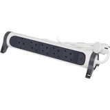 Legrand Monteerbare en draaibare meervoudige premium contactdoos stekkerdoos Wit (mat)/zwart (mat), 5-voudig, 1,5 meter snoer
