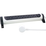Legrand Monteerbare en draaibare meervoudige premium contactdoos stekkerdoos Wit (mat)/zwart (mat), 5-voudig, 1,5 meter snoer