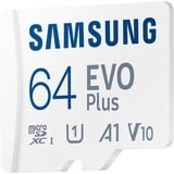 SAMSUNG EVO Plus microSDXC (2024), 64 GB geheugenkaart Wit, U1, V10, A1, Incl. SD-Adapter