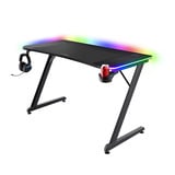 Trust GXT 710 Luminus Pro - Gaming Bureau gaming desk Zwart, RGB Verlichting, 120x60 cm, Draadloze Oplader