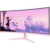 Arozzi Nova Curved 34" UltraWide gaming monitor Roze, 165 Hz, 2x DisplayPort, 2x HDMI, Audio, Adaptive Sync