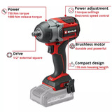 EINHELL Professional Accu Slagmoersleutel TP-CW 18/750-C Li BL-Solo Rood/zwart, Power X-Change, Accu en oplader niet inbegrepen