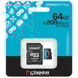 Kingston Canvas Go! Plus microSDXC 64 GB geheugenkaart Zwart, Incl. adapter, Class 10, UHS-I U3, V30, A2