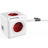 Allocacoc PowerCube Extended, stekkerdoos met USB Wit/rood, België