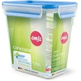 Emsa Clip & Close vershoudbak, 1,5 L doos Transparant/blauw, rechthoekig