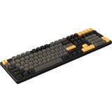 HelloGanss HS108T GC01, toetsenbord Zwart/oranje, US lay-out, Gateron G Pro Silver, RGB leds, PBT Doubleshot keycaps, hot swap, 2,4 GHz / Bluetooth / USB-C