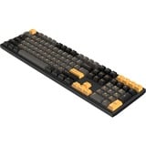 HelloGanss HS108T GC01, toetsenbord Zwart/oranje, US lay-out, Gateron G Pro Silver, RGB leds, PBT Doubleshot keycaps, hot swap, 2,4 GHz / Bluetooth / USB-C