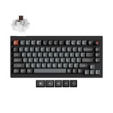 Keychron V1W-D3 8K QMK Wired Custom Mechanical Keyboard, toetsenbord Zwart, US lay-out, Keychron Super Brown, RGB leds, 75%, Double-shot PBT, hot swap, 8K, Knop