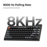Keychron V1 Ultra 8K Wireless Custom Mechanical Keyboard Zwart, US lay-out (QWERTY), Keychron Silk POM Brown, 75%, RGB, Hot swap, 2.4 GHz | Bluetooth 5.3 | USB-C