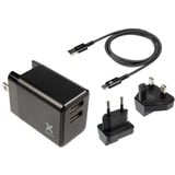Xtorm Volt Reisstekker - EU/VK/VS naar 2xUSB + Xtorm USB naar USB-C kabel oplader Zwart, EU/VK/VS, USB-C