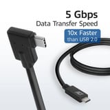 ACT Connectivity USB 3.2 USB-C (recht) naar USB-C (links/rechts haaks) kabel Zwart, 5 Gbit/s, 60W, 2 meter
