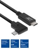 ACT Connectivity USB 3.2 USB-C (recht) naar USB-C (links/rechts haaks) kabel Zwart, 5 Gbit/s, 60W, 2 meter