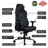 Arozzi Vernazza Supersoft Fabric - Pure Black gamestoel Zwart