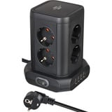 Brennenstuhl stekkerdoostoren 8-voudig in 45° opstelling stekkerdoos Zwart, 4x USB