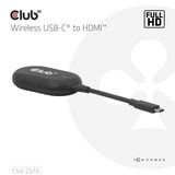 Club 3D Wireless USB-C to HDMI Transmitter and Receiver adapter Zwart