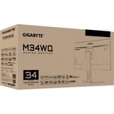 GIGABYTE M34WQ 34" UltraWide gaming monitor Zwart, 2x HDMI, 1x DisplayPort, AMD Free-Sync, 144Hz