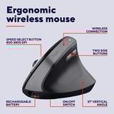 Trust Bayo II Ergonomische draadloze muis Zwart, 800 dpi - 2400 dpi