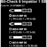 Wera Bit-Check 6 Impaktor 1 SB, 1/4", 6-delig bitset Diamant gecoat, extreem belastbaar