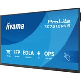 iiyama ProLite TE7512MIS-B4AG 75" 4K Ultra HD Public Display Zwart (mat), 2x HDMI | 1x DisplayPort | VGA | LAN | WiFi | 24/7 | Touch