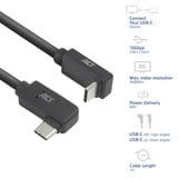 ACT Connectivity USB 3.2 USB-C (omhoog/omlaag haaks) naar USB-C (links/rechts haaks) kabel Zwart, 10 Gbit/s, 60W, 2 meter