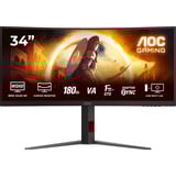 AOC CU34G4 34" Curved UltraWide gaming monitor Zwart/rood, 180 Hz, HDMI, DisplayPort, AMD FreeSync