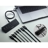DeLOCK USB-C 10 Gbps Hub usb-hub Zwart, 3x USB-C 3.2 (10 Gbit/s), 4x USB-A 3.2 (10 Gbit/s)
