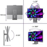 Philips Brilliance 27E3U7903 27" 5K UHD monitor Grijs, HDMI, Thunderbolt 4, USB, LAN, Webcam
