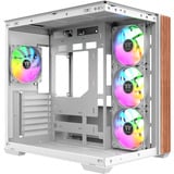 Thermaltake  midi tower behuizing Wit/houtkleur | 2x USB-A | 1x USB-C | RGB | Window