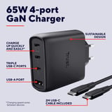 Trust Maxo USB-C GaN Oplader 65W  Zwart, Power Delivery, 3x USB-C, 1x USB-A