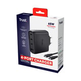 Trust Maxo USB-C GaN Oplader 65W  Zwart, Power Delivery, 3x USB-C, 1x USB-A