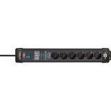 Brennenstuhl Premium-Line 6-voudige stekkerdoos Zwart, 6x stekker, 1,8 meter, 26.000A overspanningsbeveiliging