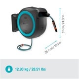 GARDENA 40 m Wand-slangenbox Powerroll XXL slanghaspel Grijs/turquoise, 40 meter, Accu en oplader niet inbegrepen, POWER FOR ALL ALLIANCE, 