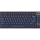 HelloGanss HS75T GC17, toetsenbord Zwart/donkerblauw, US lay-out, Gateron G Pro Silver, 75%, RGB leds, PBT Doubleshot keycaps, hot swap, 2,4 GHz / Bluetooth / USB-C