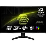 MSI MAG 32CQ6F 31.5" Curved gaming monitor Zwart, 2x HDMI, DisplayPort, 180 Hz