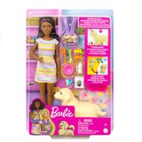 Mattel Barbie Barbie pop (brunette) met hond + puppies 