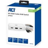 ACT Connectivity HDMI 4K KVM switch met vaste kabels kvm-switch Wit