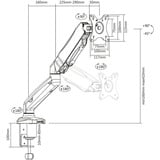 ACT Connectivity Monitorarm office met gasveer, 1 scherm Zwart