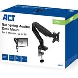 ACT Connectivity Monitorarm office met gasveer, 1 scherm Zwart