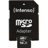 Intenso UHS-I Performance microSDXC 16 GB  geheugenkaart Zwart, Incl. SD adapter, UHS-I U1, Class 10