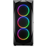 Sharkoon REV300 midi tower behuizing Zwart | 4x USB-A | 1x USB-C | RGB | Window