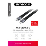 Sitecom USB-C Full Feature platte kabel Zwart, 1 meter