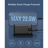 VEGER S20 Fast Charging 20000mAh Mini powerbank Zwart, PD 22,5W, QC 3.0, 2A, USB-A, USB-C, Micro-USB