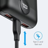 VEGER S20 Fast Charging 20000mAh Mini powerbank Zwart, PD 22,5W, QC 3.0, 2A, USB-A, USB-C, Micro-USB