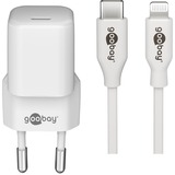 goobay Lightning/USB-C PD oplaad set Nano (20 W)  oplader Wit, 1 meter