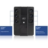 ACT Connectivity Line Interactive UPS 600VA - met 6 geaarde stopcontacten Zwart