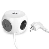 ACT Connectivity Stekkerdoos kubus met 3 stopcontacten, 30W Power Delivery USB-C/A poorten, kabellengte 1,5m Wit, Type F